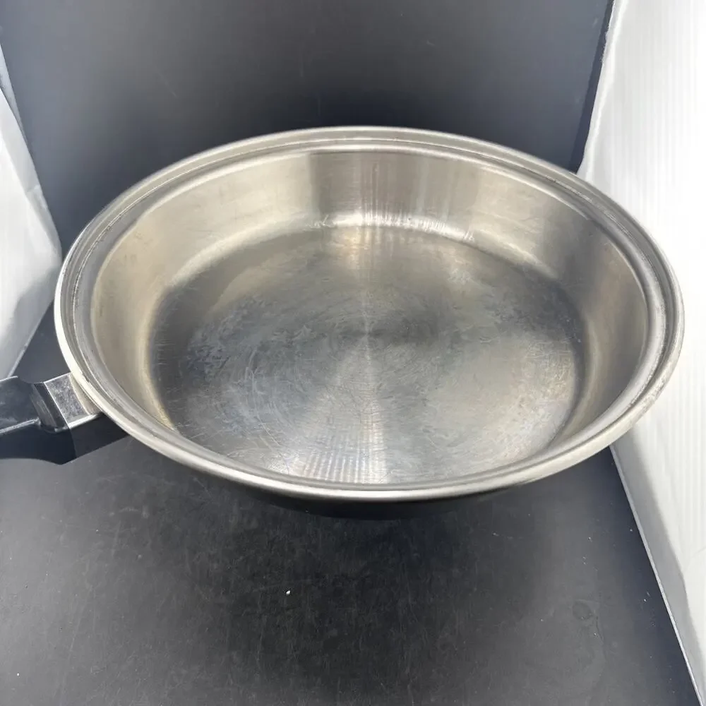 Flint Ware By Ekco #357 Stainless Steel 10 Inch Skillet Frying Pan w/ Lid USA